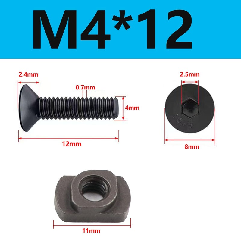 LThyzszb 24 Pack M4 Mlok T-Nuts & Screws Replacement Sets Steel, for Mlok System Accessory Installation, with Allen Key. (M4-Countersunk Head) - Image 2